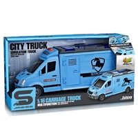 Детски камион за коне Raya Toys City Truck, с музика и светлини, с фигурка на кон, 1:16