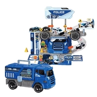 Детски игрален комплект Raya Toys Полицейски камион-паркинг 2в1, 46 ч.