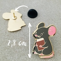 Емайлирана брошка за дрехи и аксесоари - Мишка с книжка