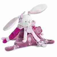 Плюшена играчка за гушкане Doudou заек, с клипс за залъгалка 17 см.