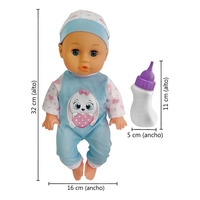 Кукла бебе Raya Toys Drink and Wet, пишкащо, с 12 звука и шише, 35 см.