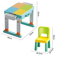 Детска маса със столче и конструктор 3 в 1 Feelo, 55 ч.