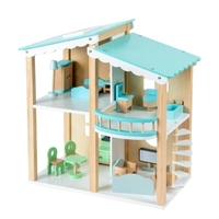 Дървена къща за кукли Raya Toys Син