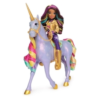 Kомплект интерактивна играчка светещ еднорог и кукла Spin Master Unicorn Academy Sophia & Rainbow Light-Up Wildstar, със звуци и музика