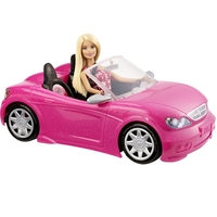 Игрален комплект Mattel Barbie с розов автомобил