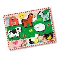 Дървен пъзел Melissa and Doug Селскостопански животни, 8 ч., 37235