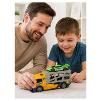 Детски камион автовоз Raya Toys Жълт с количка