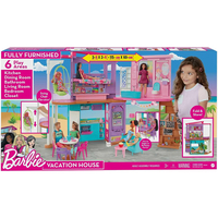Къща за кукли Mattel Barbie Holiday House, на 2 етажа, 30+ части, HCD50