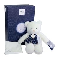Плюшено мече Doudou Cleir de lune, светещо в тъмното, с кърпичка, 30 см.