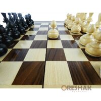 Комплект шах и табла с естествен фурнир тъмен орех и бук 34 см