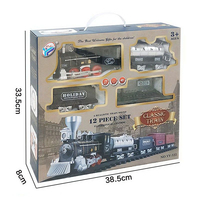 Детско влакче с релси Raya Toys Classic Train, със звук и светлини, 12 части