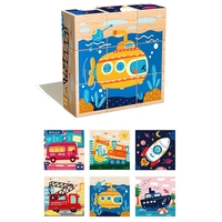 Дървени кубчета пъзел 6 в 1 Raya Toys Животни и Превозни средства