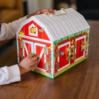 Детска дървена играчка Melissa and Doug Хамбар с врати и ключалки + 4 животни