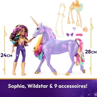 Kомплект интерактивна играчка светещ еднорог и кукла Spin Master Unicorn Academy Sophia & Rainbow Light-Up Wildstar, със звуци и музика