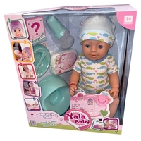 Кукла бебе Raya Toys Yala Baby Син със 7 функции и 10 аксесоара, 45 см
