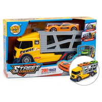 Детски камион автовоз Raya Toys Жълт с количка