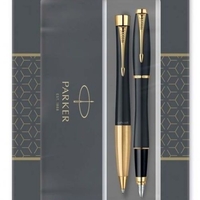 Комплект Parker Urban Black GT - химикалка и писалка - златно и черно