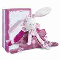 Плюшена играчка за гушкане Doudou заек, с клипс за залъгалка 17 см.