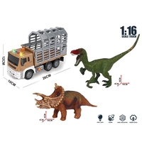 Игрален комплект Raya Toys Truck Car Детски камион с фигури на динозаври, с музика и светлини, 1:16