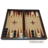 Комплект шах и табла с естествен фурнир махагон и бук 34 на 34 см