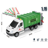 Детски боклукчийски камион Raya Toys Truck Car с музика и светлини, с карти за сортиране, 1:16
