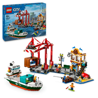 LEGO® City Крайбрежно пристанище с товарен кораб 60422