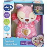 Плюшено мече розово с успокояващи звуци Vtech