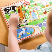 Дървен пъзел Melissa & Doug Фермата на Макдоналд, с песничка