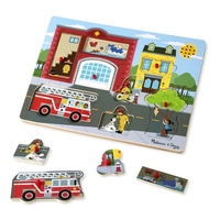 Дървен пъзел Melissa and Doug Пожарна със звуци 10736
