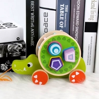 Играчка за дърпане Raya Toys Дървен крокодил със сортер