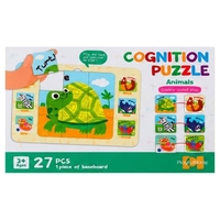 Двулицев когнитивен пъзел Raya Toys, 27 ч. с рамка