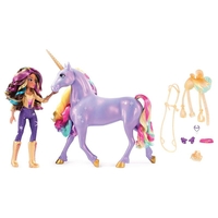 Kомплект интерактивна играчка светещ еднорог и кукла Spin Master Unicorn Academy Sophia & Rainbow Light-Up Wildstar, със звуци и музика