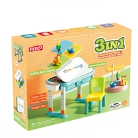 Детска маса със столче и конструктор 3 в 1 Feelo, 55 ч.