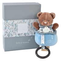 Музикална плюшена играчка Doudou Bohaime, Мече, 20 см., Син