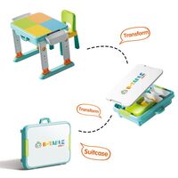 Детска маса със столче и конструктор 3 в 1 Feelo, 55 ч.