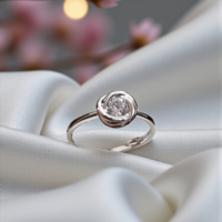 Златен пръстен от бяло злато с циркони