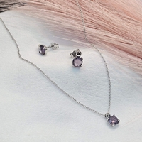 Комплект от бяло злато и Аметист