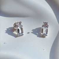 Златни обеци с АКвамарин и диаманти от 18К бяло злато I Gioielli del Sole