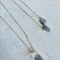 Златно колие с Аквамарин и диамант от 18К бяло злато I Gioielli del Sole