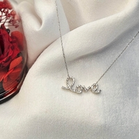 Златно колие от бяло злато 14К с диаманти LOVE