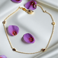 Златна гривна с Аметист, Цитрин, Гранат и Лавандулов кварц