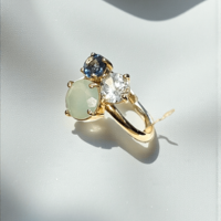 Златен пръстен с Аквамарин Милк и Топази
