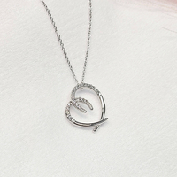 Дамско колие от бяло злато и циркони Сърце