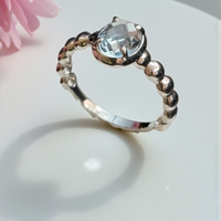 Златен пръстен с бяло злато и Аквамарин