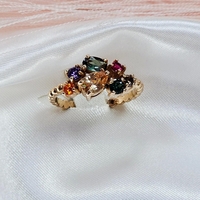 Златен пръстен от розово злато и цветни циркони