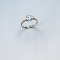 Златен пръстен с Аквамарин и Диамант от 18К злато I Gioielli del Sole