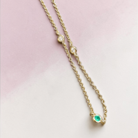 Златна гривна с диаманти и изумруд Lusi Gioielli