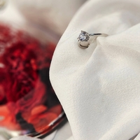 Златен пръстен от бяло злато и циркони