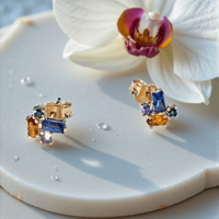 Златен комплект с цветни циркони 