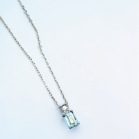 Златно колие с Аквамарин и диамант от 18К бяло злато I Gioielli del Sole